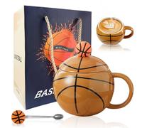 Tazza da basket, 400 ml, in ceramica, idea regalo per pallacanestro, con coperchio e cucchiaio, tazza da basket in ceramica per ragazzi, ragazze, appassionati di basket, regali di compleanno