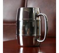 Tazza da birra a doppia parete, per bevande, vino, acqua, tè, a forma di botte