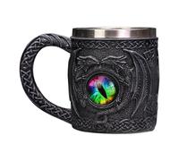 Tazza da birra Dragon - Bicchiere in resina medievale con inserto in acciaio inox, impugnatura scolpita della nave | Takard Dungeons Dragon's Eye, and Celtic Beer Mug, regalo per i fan D