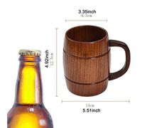 Tazza da birra in legno, ornamento minimalista da tavolo, tazza da tè per