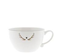 Tazza da Brodo Piccolo Cervo Corna Bianco con Cuore D.13cm BASTION COLLECTIONS