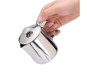 Tazza da caff¨¨ in acciaio inox Tazza da latte Brocca con brocca e coperchio per caff¨¨ Latte Art per da ufficio con manico(350mL)