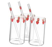 Tazza da caffè, 3 set latte succo Bottiglie shot di frullato tè al alla fragola acqua Cannucce riutilizzabili Tazze cocktail Mini bottiglie d'acqua vetro