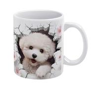 Tazza da caffè 3D con buco nel muro di un barboncino - Idea divertente per mamma, papà, marito e moglie - Tazza da caffè 3D da 11 once, tazza da tè bianca