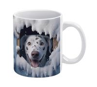 Tazza da caffè 3D con buco nel muro e motivo dalmata - Idea divertente per il compleanno di mamma, papà, marito e moglie - Tazza da caffè 3D da 11 once, tazza da tè bianca