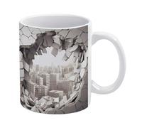 Tazza da caffè 3D con foro nella parete, tazza dipinta in 3D, design creativo per spazi multiuso, tazza per donne e uomini, 11 once
