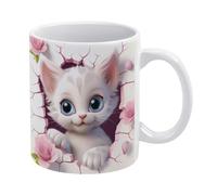 Tazza da caffè 3D con gatto e gattino, buco nel muro, tazza dipinta in 3D, design creativo per spazi multiuso, tazza per donne e uomini, 11 once