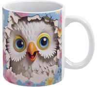Tazza da caffè 3D con gufo 3D, tazza dipinta in 3D, design creativo per spazi multiuso, tazza per donne e uomini, 11 once