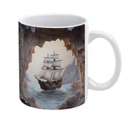 Tazza da caffè 3D con nave e buco nell'oceano nel muro - Idea divertente per il compleanno di mamma, papà, marito e moglie - Tazza da caffè 3D da 11 once, tazza da tè bianca