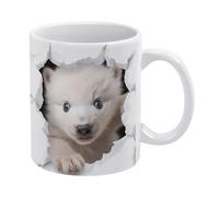 Tazza da caffè 3D con orso polare e buco nel muro, tazza dipinta in 3D, design creativo per spazi multiuso, tazza per donne e uomini, 11 once