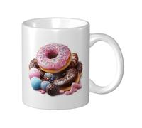 Tazza da caffè a forma di ciam colorata da 11 once, design unico e bellissimo, stile arte moderna, ufficio, studio, arredamento da cucina, divertente opera d'arte per gli amanti dei dessert, idea