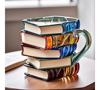 Tazza da caffè a libro dipinta 3D, design unico, bibliotecario, libri, tazza impilabile, simpatica tazza, lettore, scrittore, bibliotecaria 200/450 ml