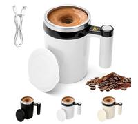 Tazza da caffè auto-commovente, 380 ml, tazza automatica da 380 ml, con indicatore di temperatura, mixer magnetico per caffè, latte, altre bevande (bianco)