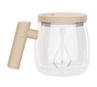 Tazza da caffè auto-mescolante con manico in vetro ricaricabile con sottobicchiere per il coperchio della casa, riscaldare caffè e ufficio