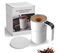 Tazza da caffè automiscelante, tazza da caffè con agitazione magnetica automatica ricaricabile con coperchio, tazza autoagitante intelligente for l'home office(White)