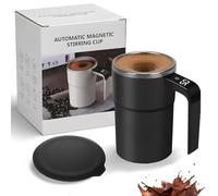 Tazza da caffè automiscelante, tazza da caffè con agitazione magnetica automatica ricaricabile con coperchio, tazza autoagitante intelligente for l'home office(Black)