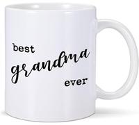 Tazza da caffè "Best Grandma Ever", tazza da caffè in ceramica da 11 once con manico, tazza bianca per la nonna come per il compleanno, il Ringraziamento, Halloween, Natale e Capodanno.