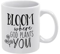 Tazza da caffè Bloom Where God Plants You da 11 once, tazze in ceramica carine, tazze divertenti, per amanti del caffè e collezionisti