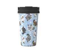 Tazza da caffè blu con cincillà e luna, da viaggio, isolata, termos a doppia parete per caldo e freddo, 473 ml, compatibile con ufficio, scuola, feste, campeggio