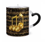 Tazza da caffè calda con nota musicale dorata e stella cadente scintillante, 11 once, con manico a forma di orecchio, divertenti tazze in ceramica, tazze novità personalizzate, tazze da tè calde per