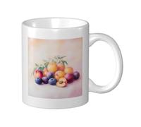 Tazza da caffè classica estiva con frutta da 11 once, tazze da caffè in ceramica per donne e uomini, perfette per moka, tè, cereali, latte e vin brulé, caffè, cacao, un'affascinante opera d'arte per g