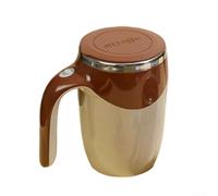 Tazza da caffè con agitatore magnetico automatico, in acciaio 304, carica USB, per palestra, scuola, auto, 350 ml (marrone)