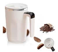 Tazza da Caffè con Agitazione Magnetica Automatica con Display della Temperatura, Tazza con Agitazione Elettrica Ricaricabile con Coperchio per Caffè, Latte, Cioccolato e Tè White