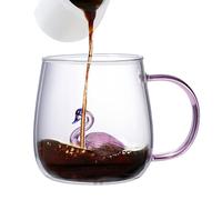 Tazza Da Caffè Con Animali - Tazza Per Bere In Vetro Borosilicato Trasparente Da 380 Ml | Simpatica Tazza Da Bere Per Viaggi, Vita Quotidiana, Tazze Portatili Di Cartoni Animati Per Il Posto Di Lav