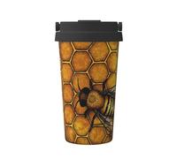 Tazza da caffè con api stampata, da viaggio, isolata, a doppia parete, termos per caldo e freddo, 473 ml, compatibile con ufficio, scuola, feste, campeggio
