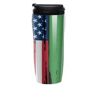 Tazza da caffè con bandiera degli Stati Uniti e Italia, divertente, isolata, a prova di perdite, tazza da viaggio con coperchio, 250 350 ml