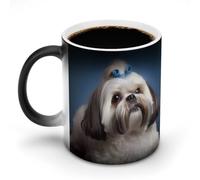 Tazza da caffè con cane Shih Tzu divertente tazza cambia colore tazza unica tazza sensibile al calore tazza da tè in ceramica stampa moda regalo novità per compleanno uomini donne