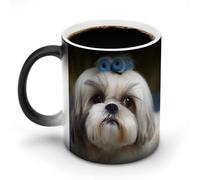 Tazza da caffè con cane Shih Tzu divertente tazza cambia colore tazza unica tazza sensibile al calore tazza da tè in ceramica stampa moda regalo novità per compleanno uomini donne