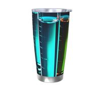 Tazza da caffè con coperchio e cannuccia, da 590 ml, a doppia parete, con isolamento sottovuoto, adatta per portabicchieri dell'auto, provetta chimica, tazza da viaggio in acciaio inox