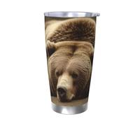 Tazza da caffè con coperchio e cannuccia, da 590 ml, a doppia parete, con isolamento sottovuoto, adatta per portabicchieri dell'auto, tazza termica in acciaio inox