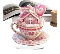 Tazza da caffè con decorazione per la casa 'amore - Portatile Rosa Cuore Calda Tavola di Cioccolato Decorazione per San | Acrilico Rosa Love Cup House Coffee Fun Tablet op per soggiorno