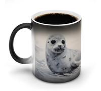 Tazza da caffè con dipinto di foca arpa, tazza che cambia colore, tazza da caffè divertente, tazza da caffè in ceramica, tazze da caffè originali, tazza che cambia colore con il calore, tazza in ceram