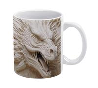 Tazza da caffè con drago bianco 3D, comoda da tenere in mano, regalo di compleanno per uomini, donne, mogli, mariti, figlie, amici, 11 once