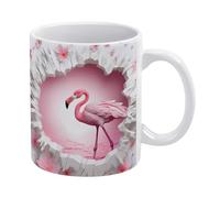 Tazza da caffè con fenicotteri 3D e buco nel muro - Idea divertente per il compleanno di mamma, papà, marito e moglie - Tazza da caffè 3D da 11 once, tazza da tè bianca