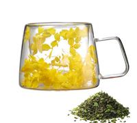 Tazza da caffè con fiori a strati, 200 ml, tazza da caffè primaverile, tazza con fiori secchi con manico, tazze creative con doppio isolamento per caffè, tè, succhi di frutta