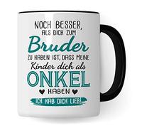 Tazza da caffè con fratello, idea regalo per fratello, sorella, scritta in lingua tedesca "Ich hab dich lieb Motiv Brüwisterliebe (bianco/nero)