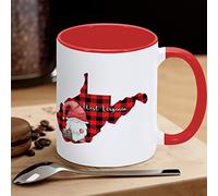 Tazza da caffè con gnomo di Babbo Natale, mappa dello stato degli Stati Uniti, divertente tazza da caffè in ceramica West Virginia, regalo per bambini, uomini, donne, compleanno, 325 ml