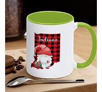 Tazza da caffè con gnomo di Babbo Natale, mappa dello stato degli Stati Uniti, divertente tazza da caffè in ceramica indiana, regalo per bambini, uomini, donne, compleanno, 325 ml