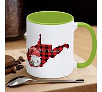 Tazza da caffè con gnomo di Babbo Natale, mappa dello stato degli Stati Uniti, divertente tazza da caffè in ceramica West Virginia, regalo per bambini, uomini, donne, compleanno, 325 ml