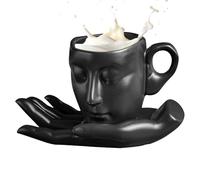 Tazza Da Caffè Con Il Viso - Tazza Da Tè Con Il Viso, Dipinta A Mano | Set Di Tazze Da Tè E Piattino In Ceramica Scolpita In Da 260 Ml, Tazza Da Caffè Con Kit Piattino, Tazza Da Tè Al Latte, Cucina