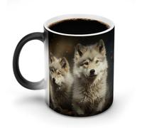 Tazza da caffè con lupo, divertente e termocromica, con cambio di colore,
