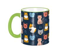 Tazza da caffè con manico a forma di gatto, colorata e carina, tazza da tè, tazze in ceramica riutilizzabili, divertenti e originali, accessori per bevande, per casa, ufficio, tazze,11 once