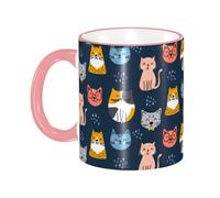 Tazza da caffè con manico a forma di gatto, colorata e carina, tazza da tè, tazze in ceramica riutilizzabili, divertenti e originali, accessori per bevande, per casa, ufficio, tazze,11 once