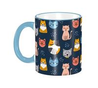 Tazza da caffè con manico a forma di gatto, colorata e carina, tazza da tè, tazze in ceramica riutilizzabili, divertenti e originali, accessori per bevande, per casa, ufficio, tazze,11 once