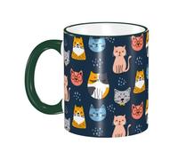 Tazza da caffè con manico a forma di gatto, colorata e carina, tazza da tè, tazze in ceramica riutilizzabili, divertenti e originali, accessori per bevande, per casa, ufficio, tazze,11 once