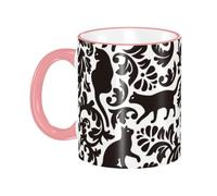 Tazza da caffè con manico a forma di gatto nero, tazza da tè, tazze in ceramica riutilizzabili, divertenti, novità, accessori per bevande, tazze da ufficio,11 once